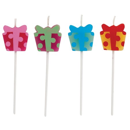 CREATIVE CONVERTING Present Shaped Pick Candles, 3", 48PK 101150